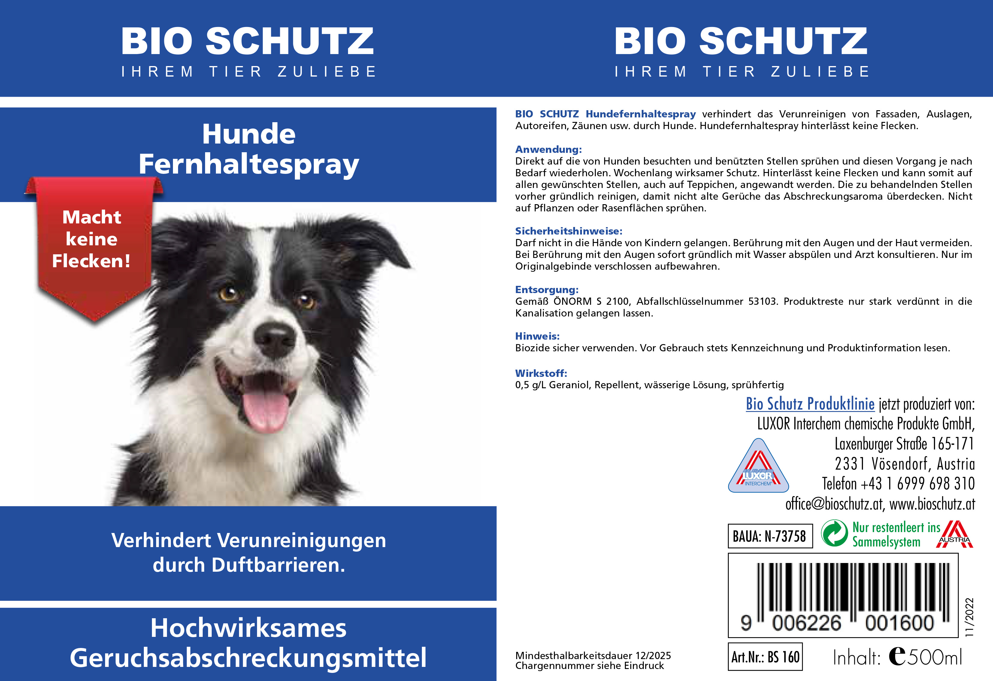 BIO SCHUTZ Hundefernhaltespray