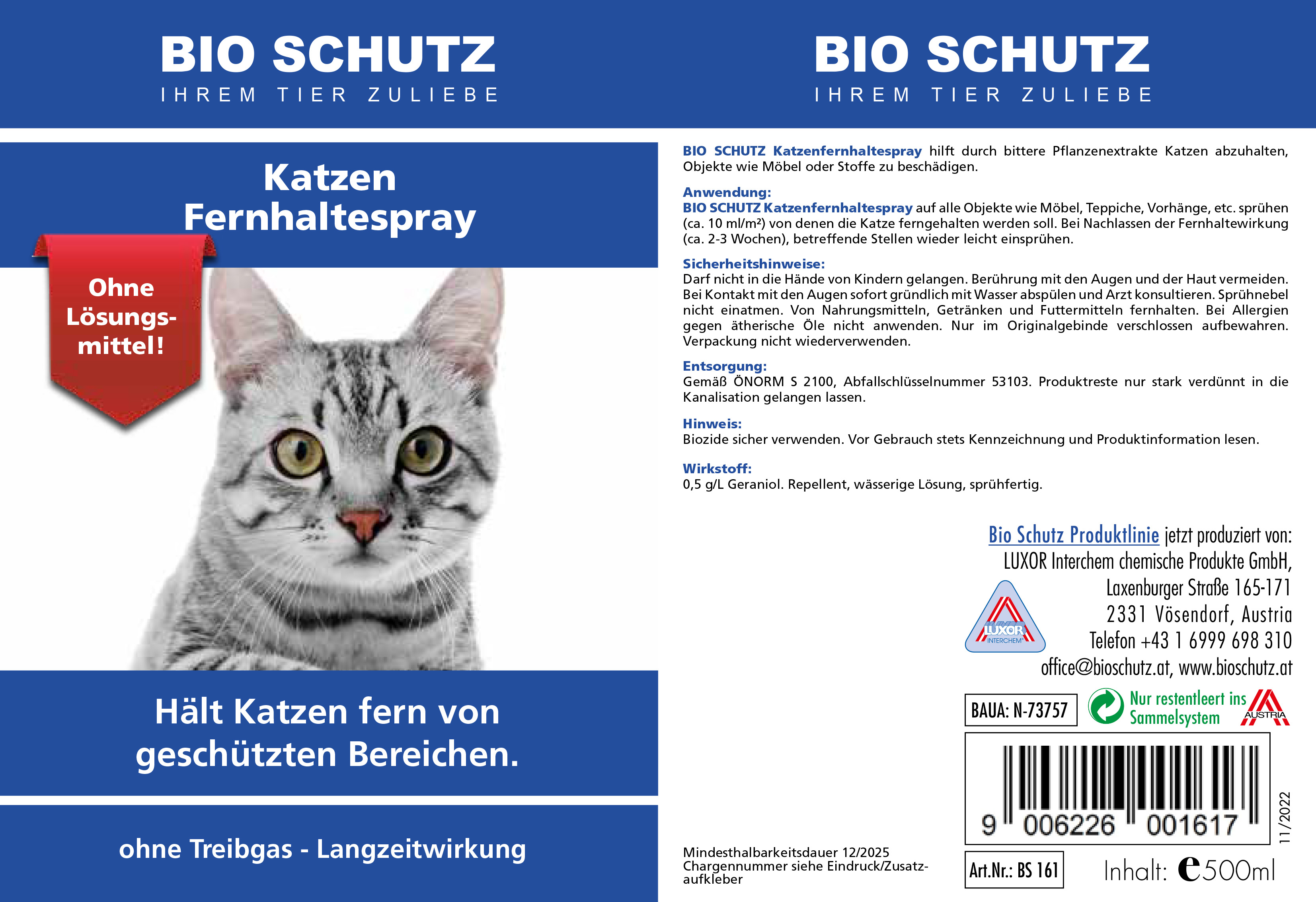 BIO SCHUTZ Katzenfernhaltespray