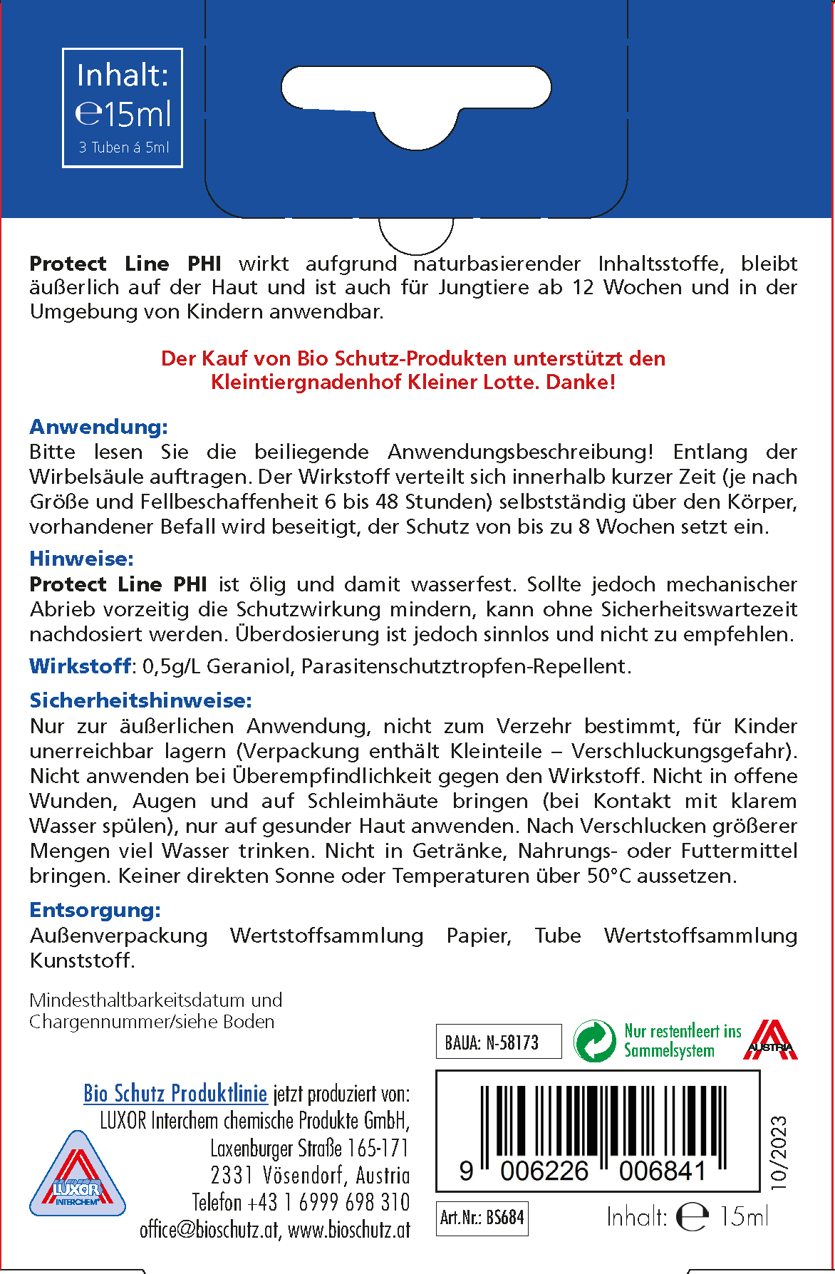 BIO SCHUTZ PROTECT LINE PHI für Hunde