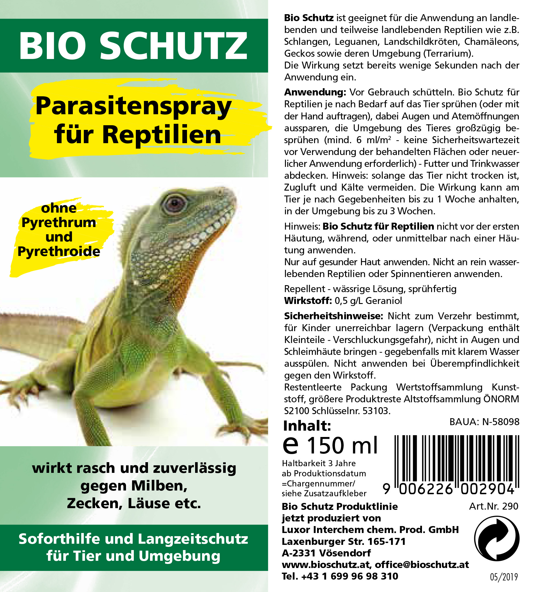 BIO SCHUTZ Parasitenspray für Reptilien