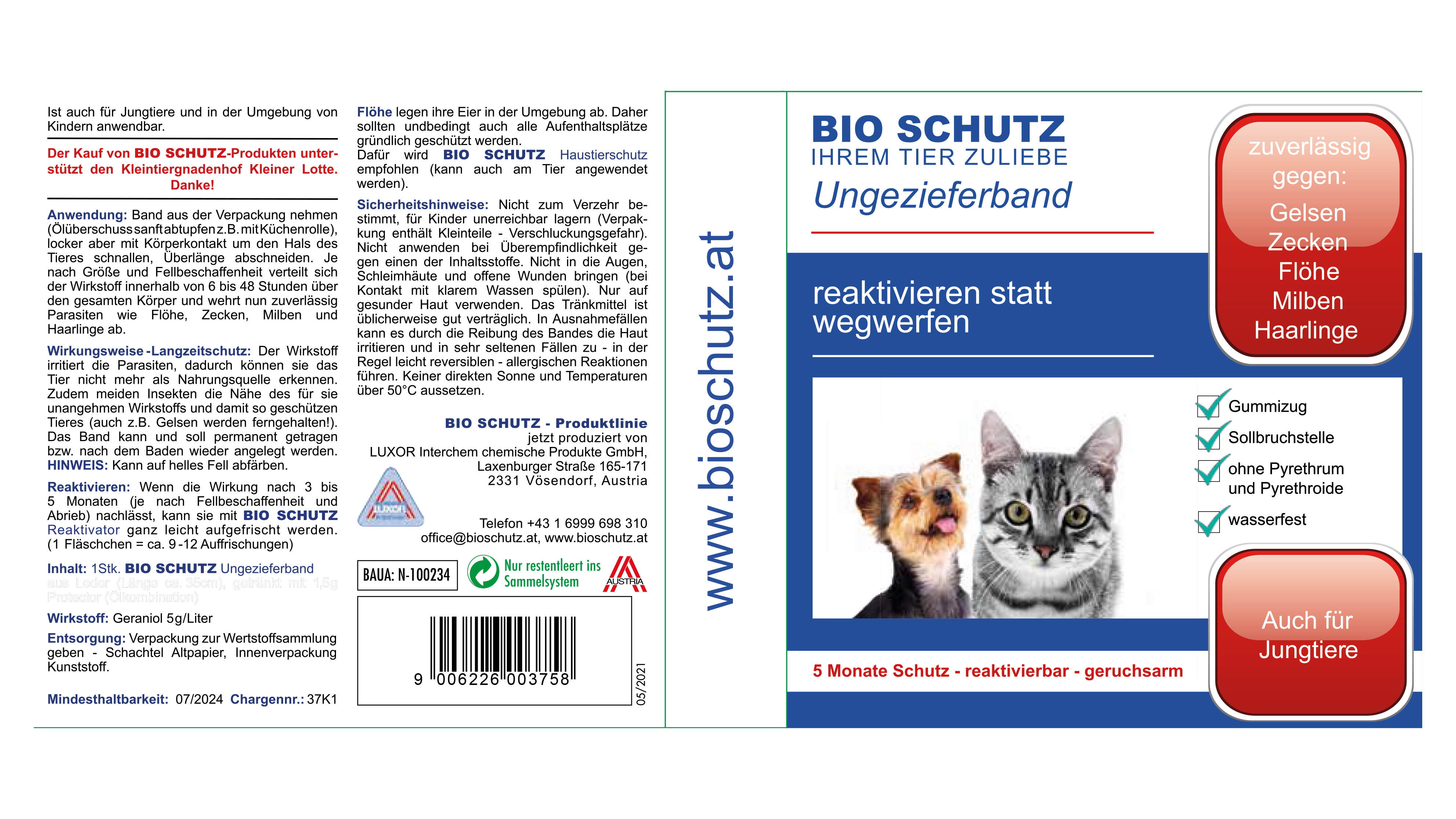 BIO SCHUTZ Ungezieferband Katze/kl.Hund Art.Nr. 375/372
